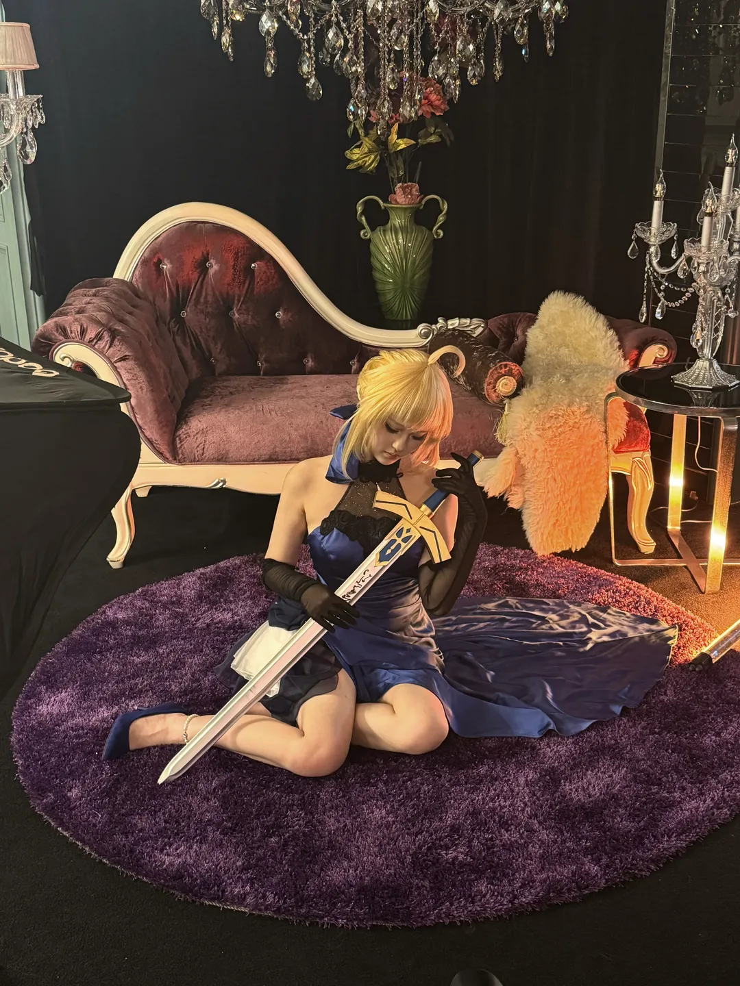 アルトリア コスプレ, フェイト, イベント写真, 青いドレスのコスプレ, アホ毛 - 3枚目