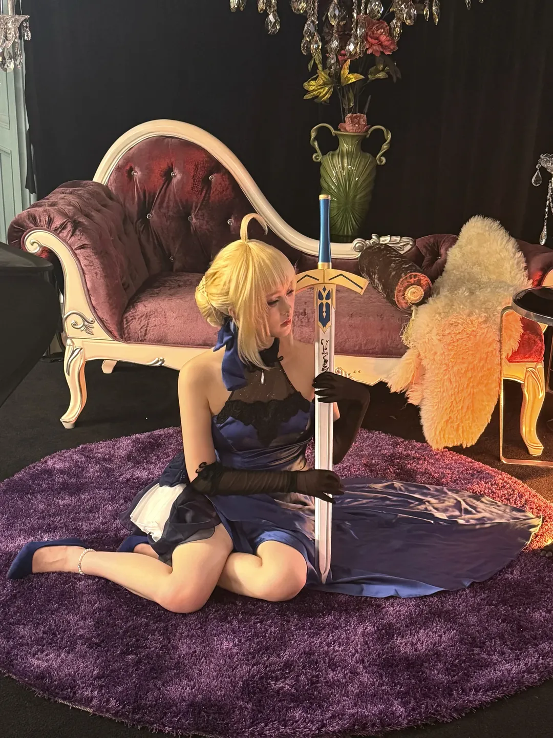 アルトリア コスプレ, フェイト, イベント写真, 青いドレスのコスプレ, アホ毛 - 4枚目