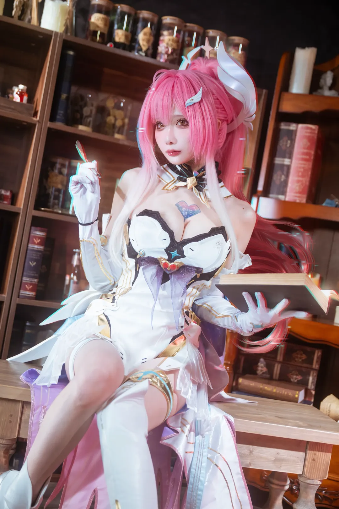 鸣潮, cosplay, 爱弥斯cos, 学院风, 图书馆 - 第5张