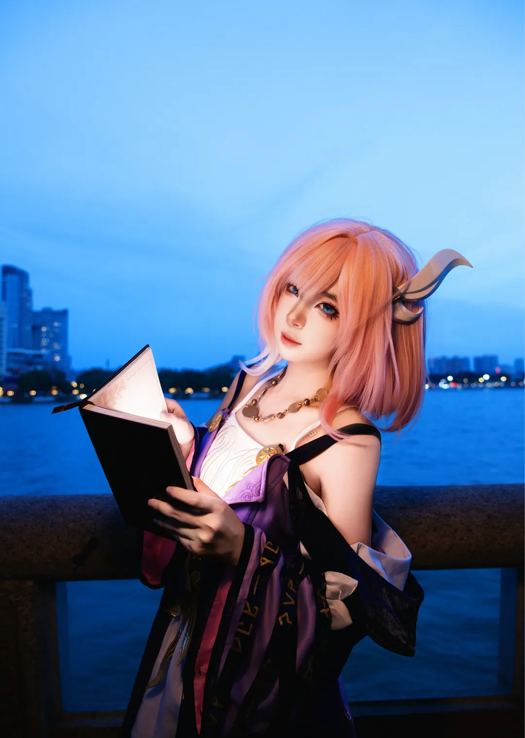 夜景人像, 藍調時刻, 小昔漣cos, 沙面攝影, Cosplay出片