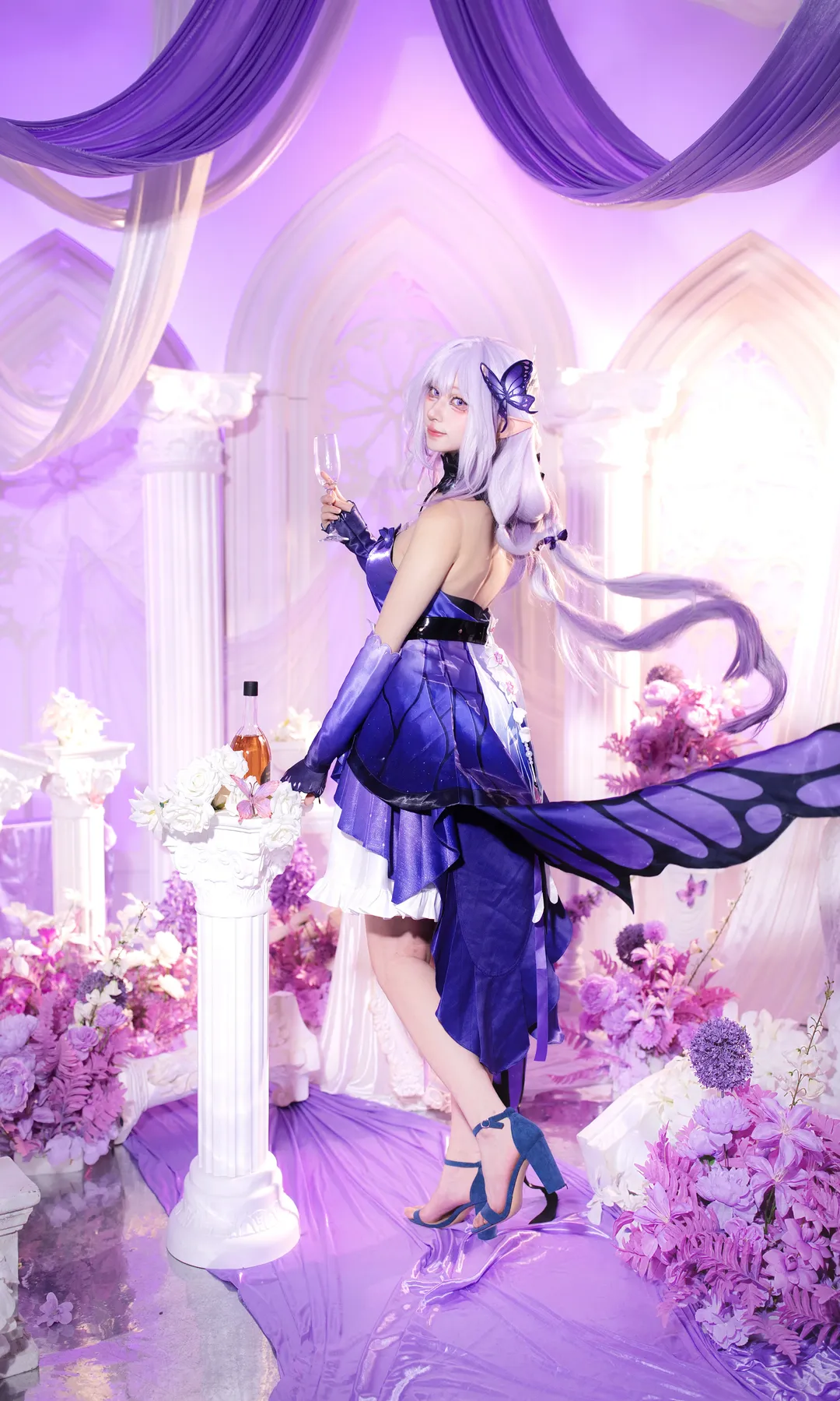 キャラクター再現, 夢幻的なスタイル, バタフライドレス, 紫系写真, 芸術創作