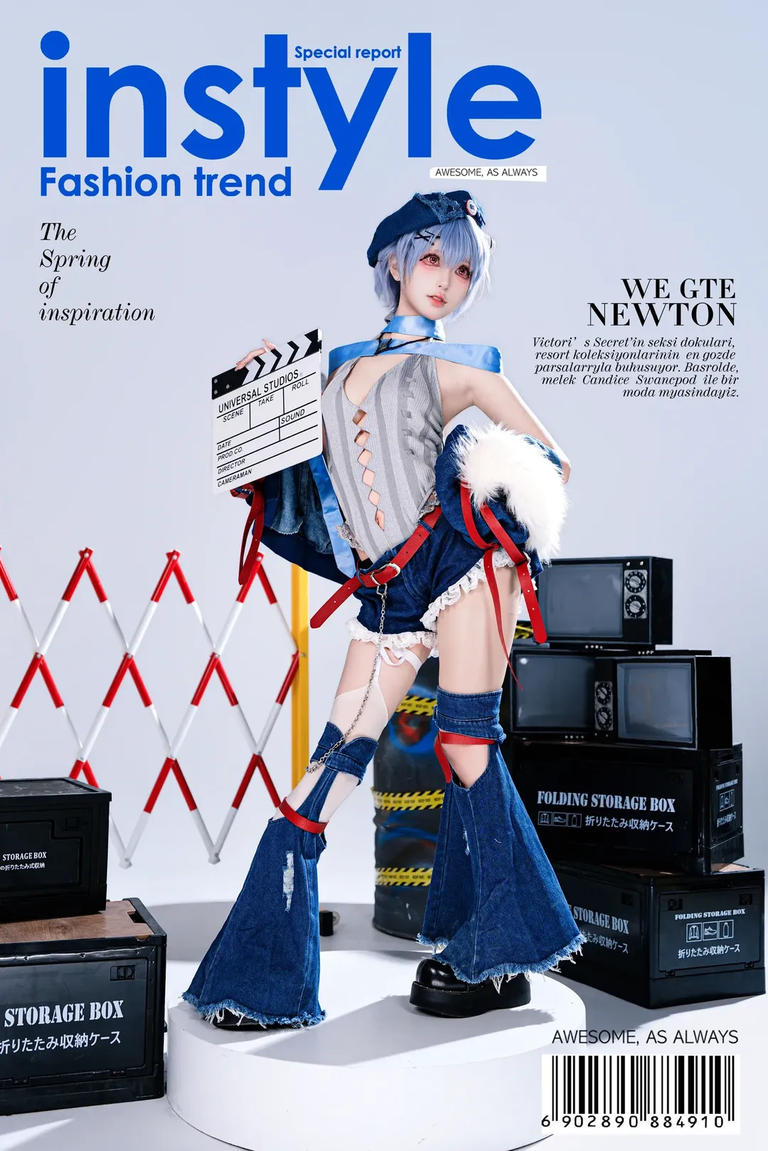 cosplay, 绫波丽cos, 新世纪福音战士, 摇滚风, 杂志封面