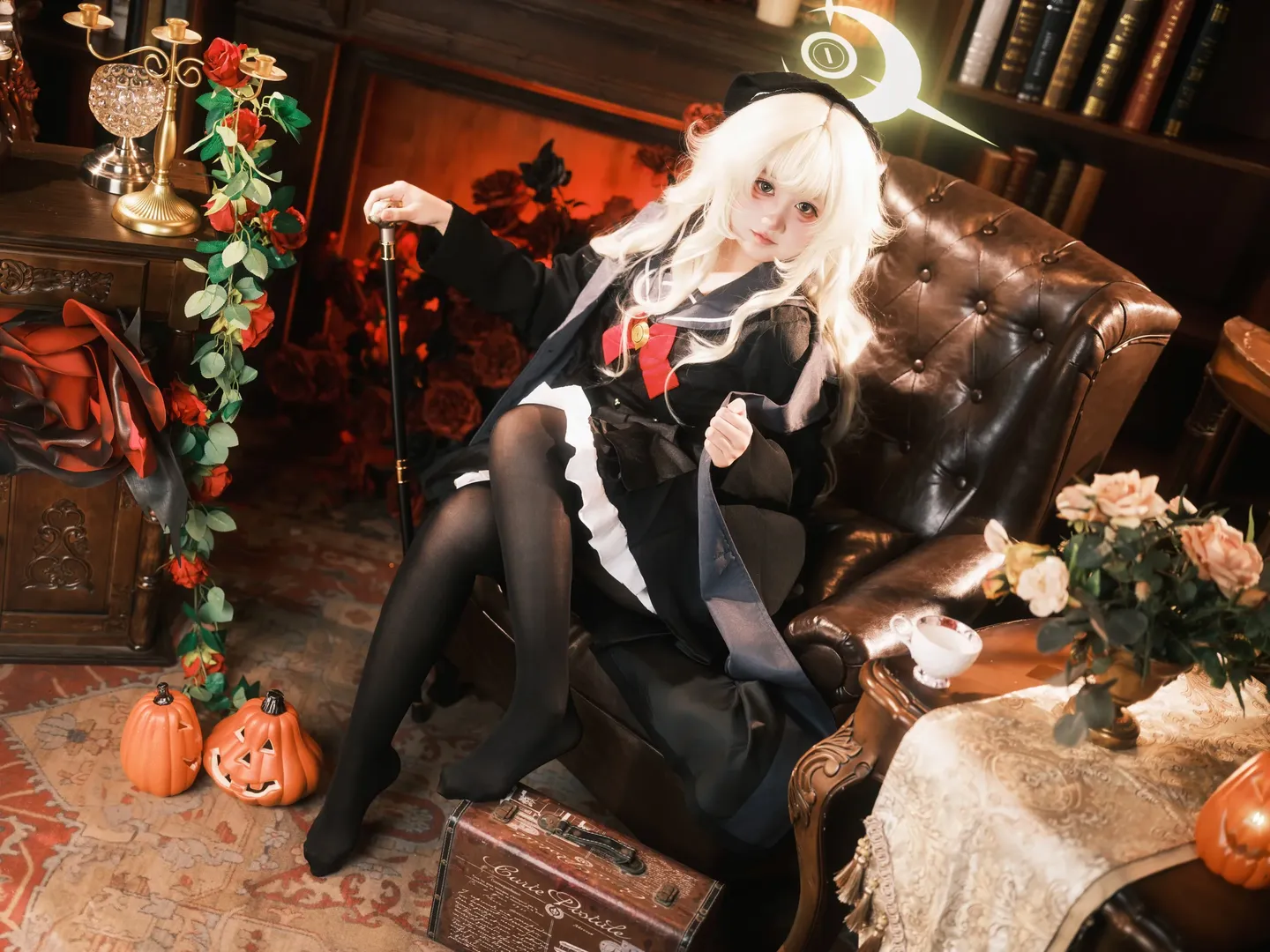 蔚蓝档案, 氛围感摄影, 二次元cosplay, 笑面教授cos, 复古cos - 第3张