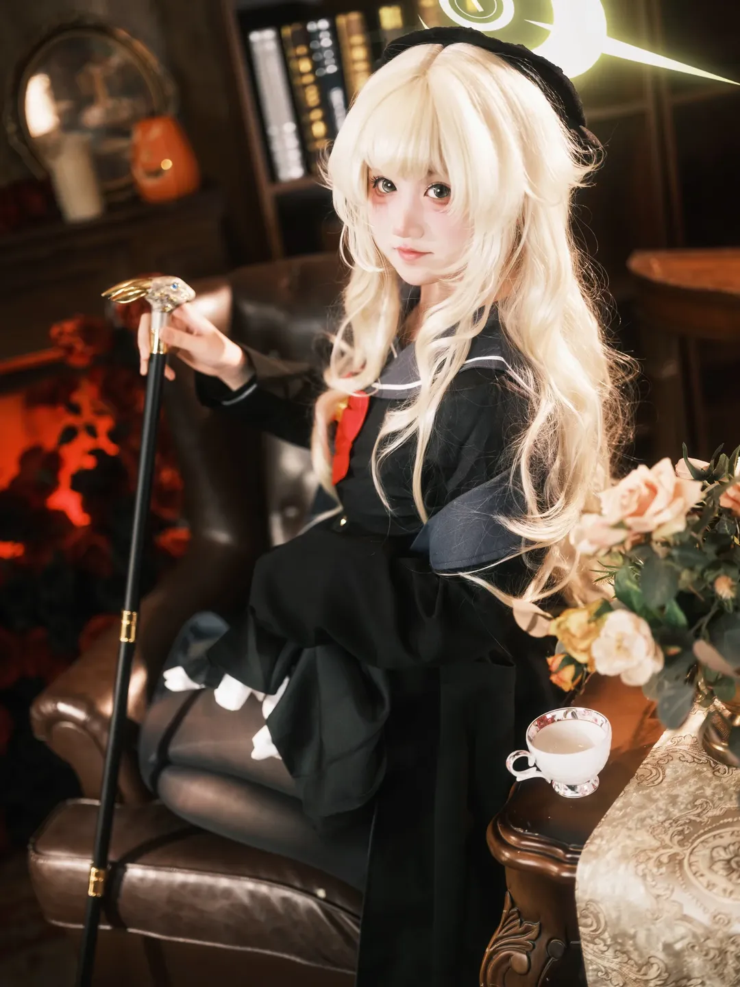 蔚蓝档案, 氛围感摄影, 二次元cosplay, 笑面教授cos, 复古cos - 第4张