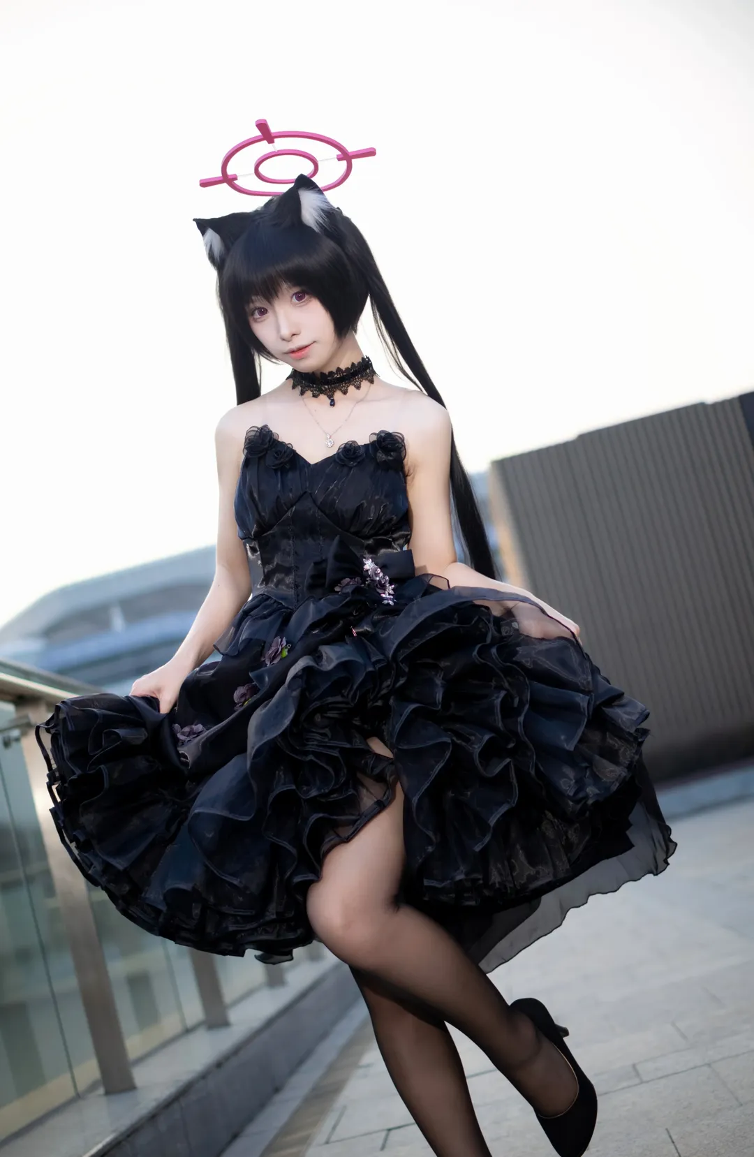 Anime-style photography, Blue Archive, Kuroneko cosplay, Gothic style outfit, Casual cosplay - Image 1