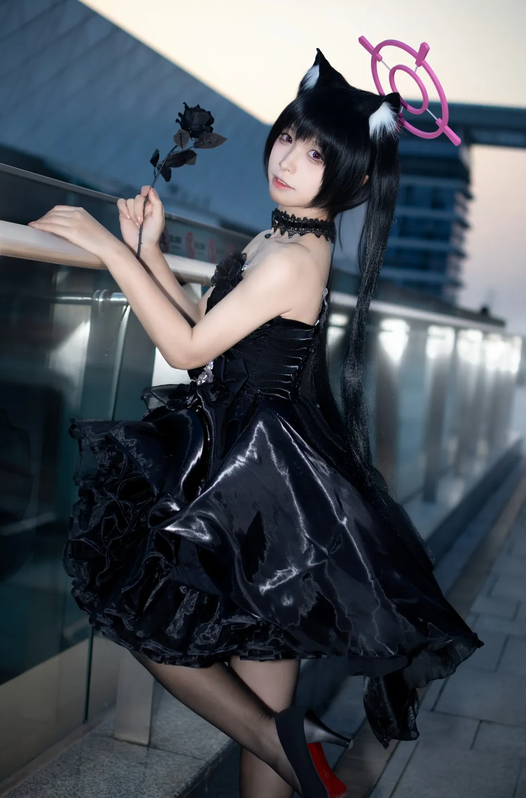 Anime-style photography, Blue Archive, Kuroneko cosplay, Gothic style outfit, Casual cosplay - Image 2