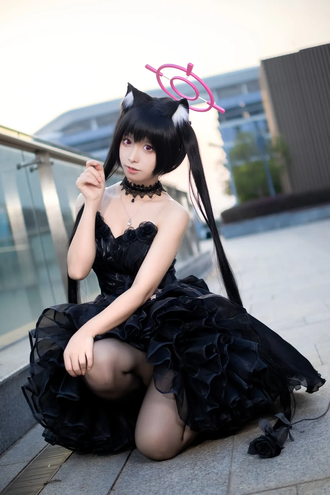 Anime-style photography, Blue Archive, Kuroneko cosplay, Gothic style outfit, Casual cosplay - Image 3