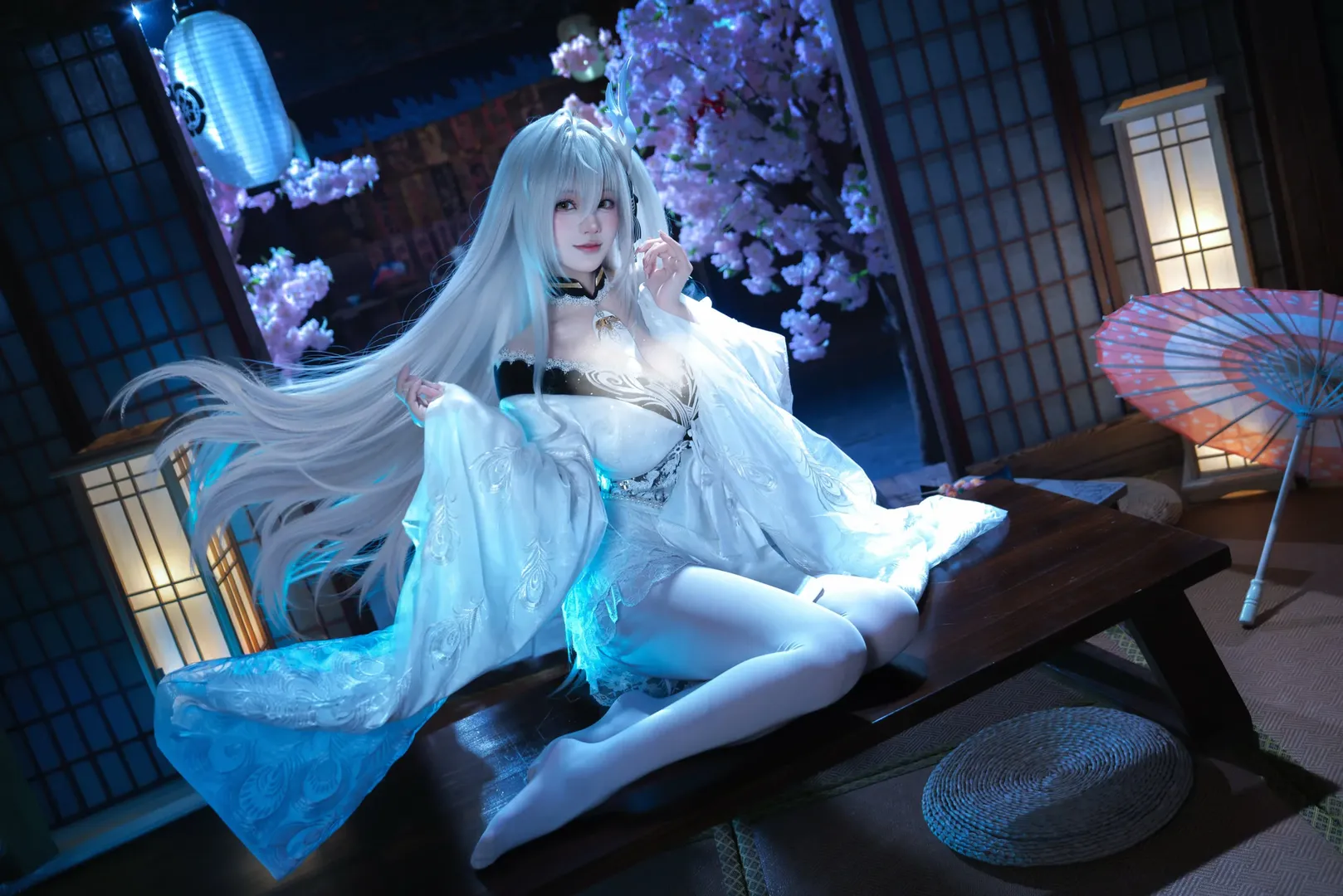 二次元摄影, 碧蓝航线, 白丝穿搭, 和风cosplay, 白凤cos