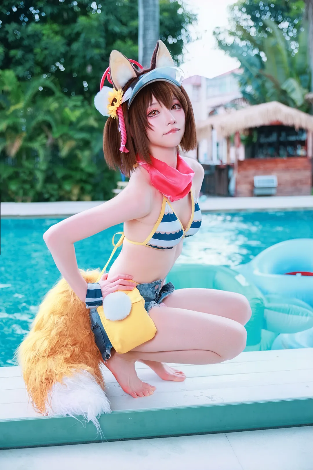 蔚蓝档案, 泳装cosplay, 夏日写真, 泳池摄影, 久田泉奈cos - 第1张