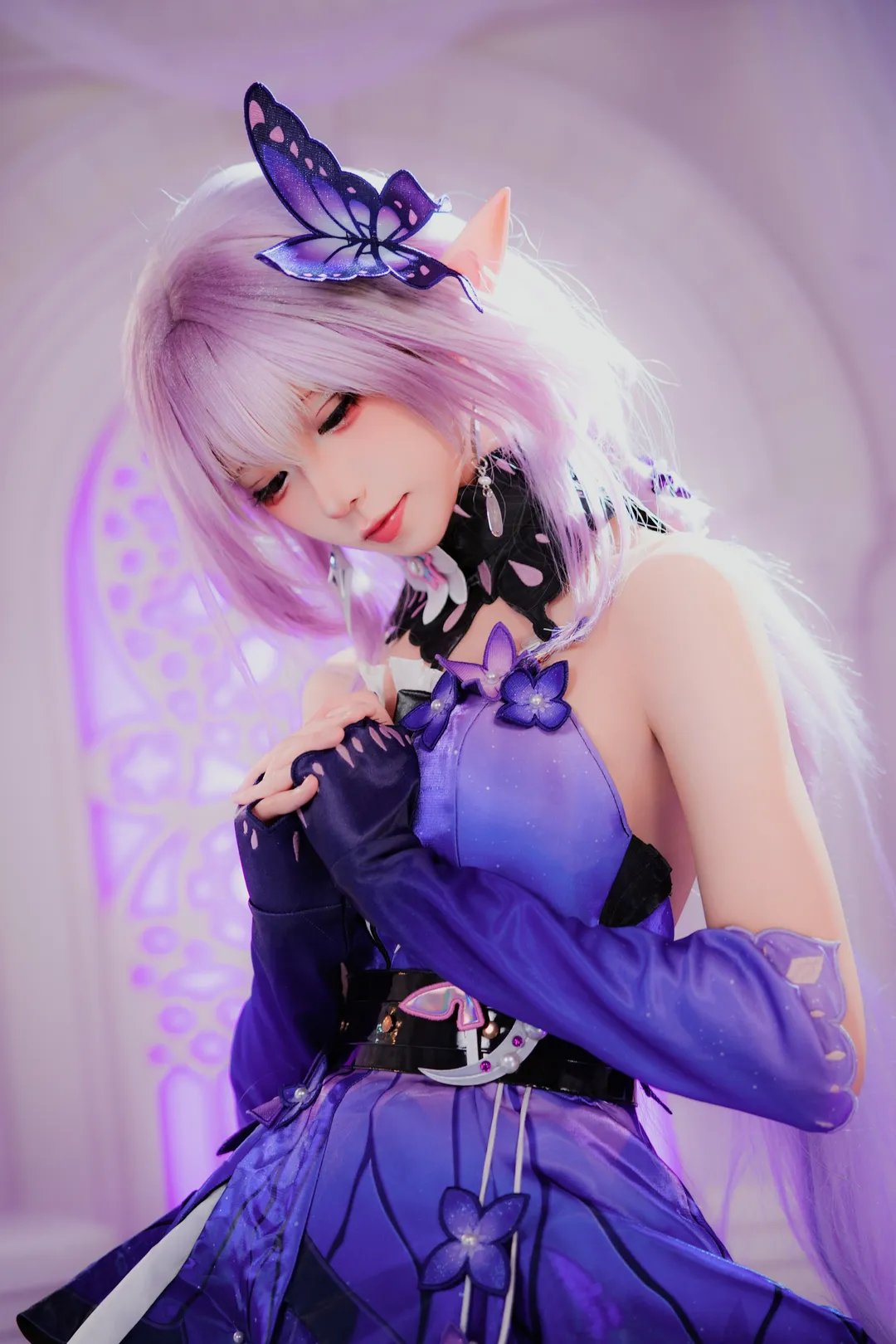 Honkai: Star Rail, Purple color scheme, Castorice cosplay, Aesthetic cosplay, Butterfly elements