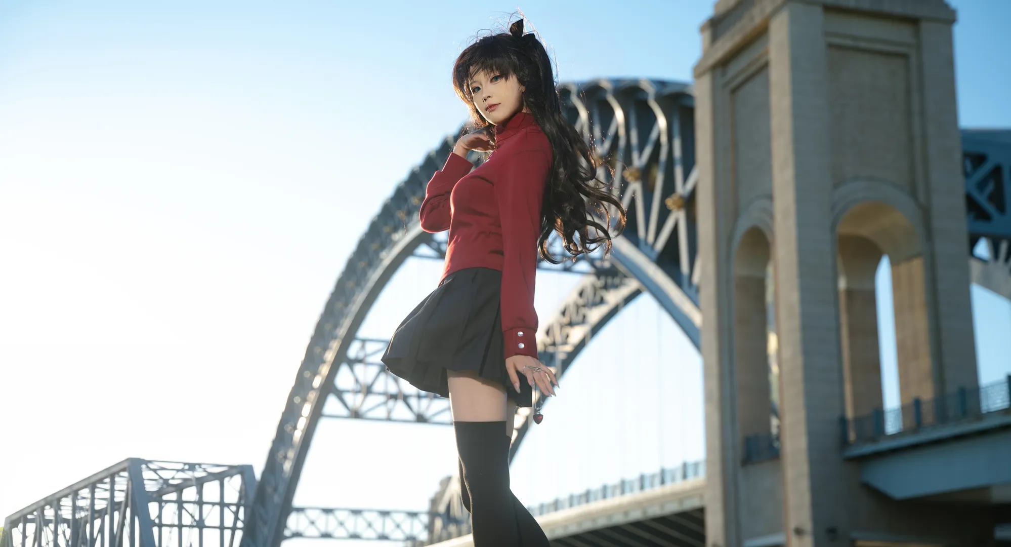 cosplay, 远坂凛cos, Fate/stay night, 外景摄影, 红黑搭配