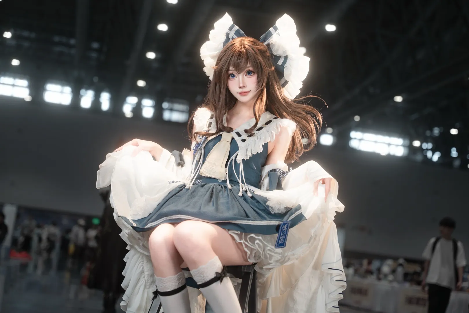 少女风格, cosplay, 舞台摄影, 博丽灵梦, 蓝色礼服 - 第2张