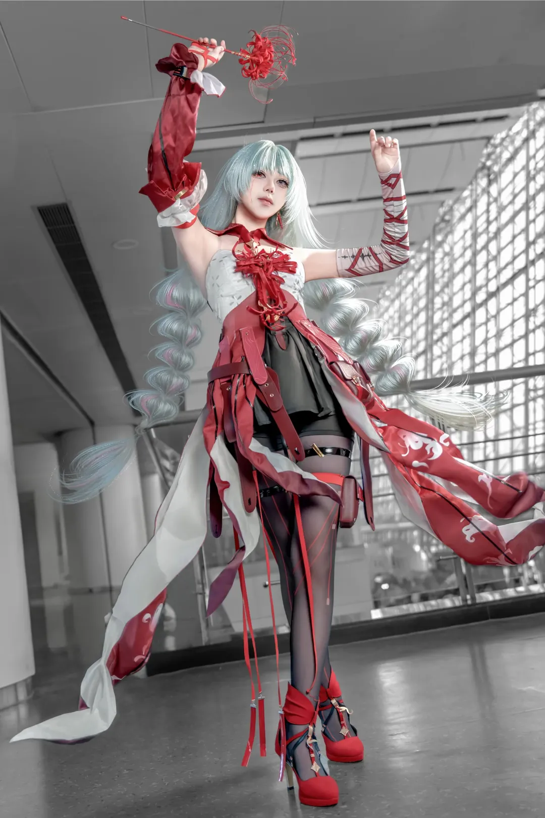 鳴潮, 弗洛洛cos, cosplay場照, 國風二次元, 紅白漢元素 - 第2張