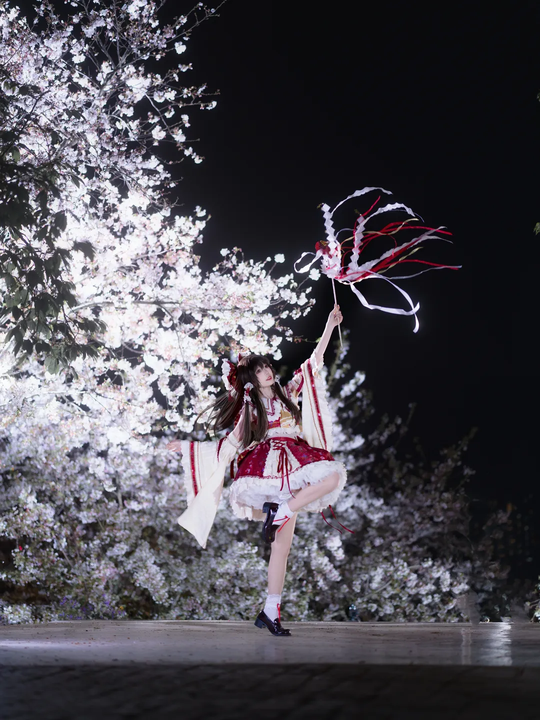博丽灵梦cos, 东方project, 东方二设, cosplay分享, 夜樱摄影
