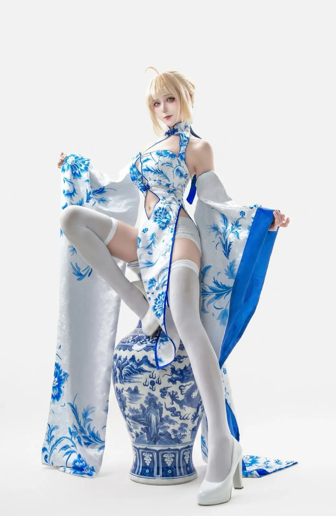 Fate/Grand Order, アルトリア コスプレ, 白ホリ撮影, FGOコスプレ, 青花磁器コスプレ