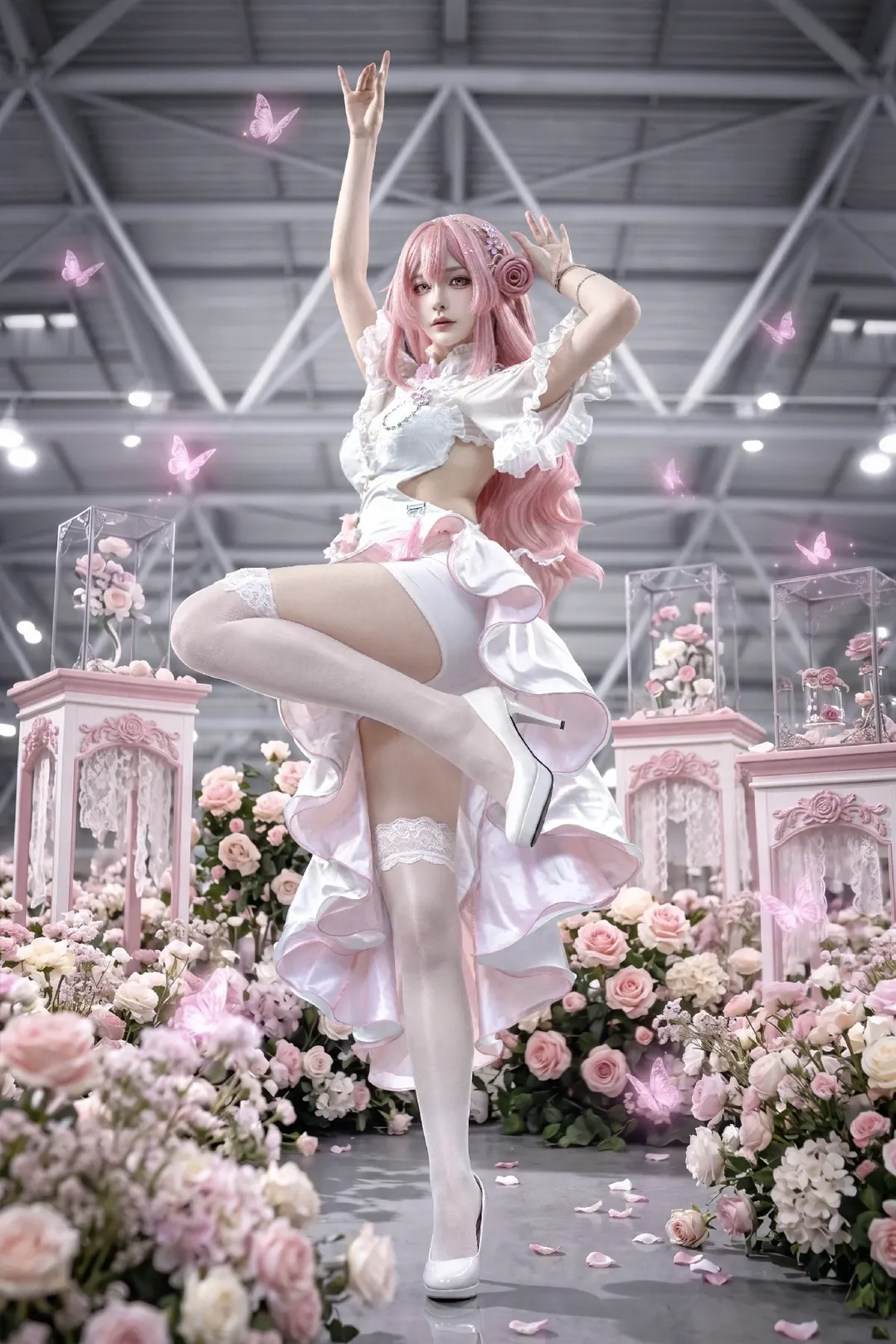 二次元コスプレ, 勝利の女神：NIKKE, コスプレイベント写真, ドロシーコスプレ, 白ピンクコーデ - 1枚目