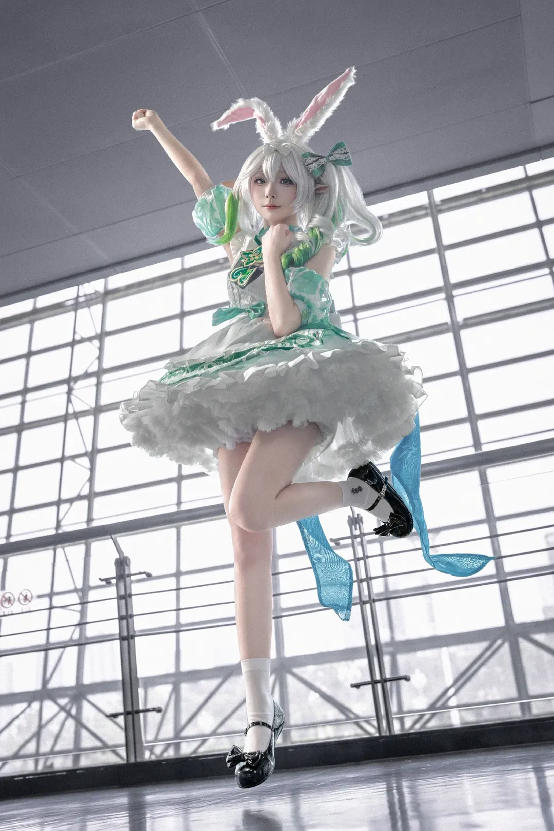 原神, 纳西妲cos, 兔耳装扮, cosplay摄影, 外场拍摄 - 第1张
