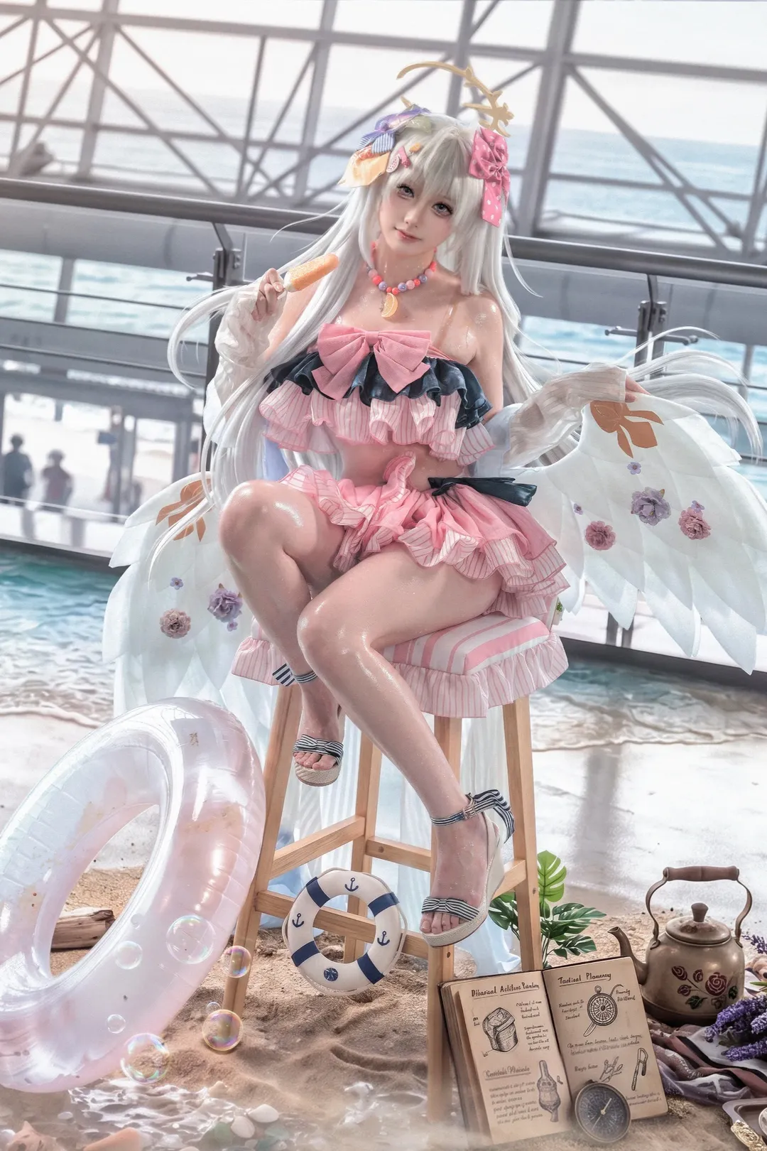 碧蓝档案, 白洲梓cos, 夏日泳装, cosplay摄影, 二次元场照