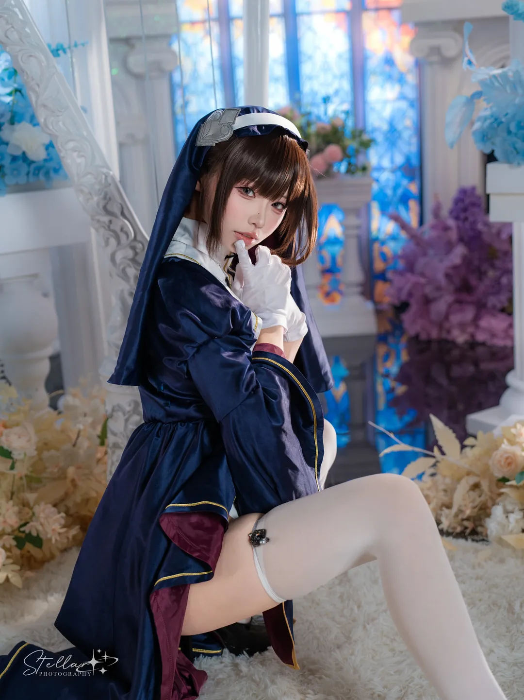 cosplay日常, 角色扮演摄影, 白丝穿搭, 修女cos, 教堂写真 - 第2张