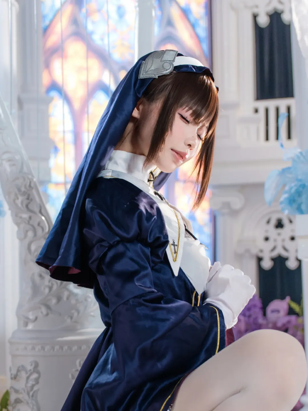 cosplay日常, 角色扮演摄影, 白丝穿搭, 修女cos, 教堂写真 - 第4张