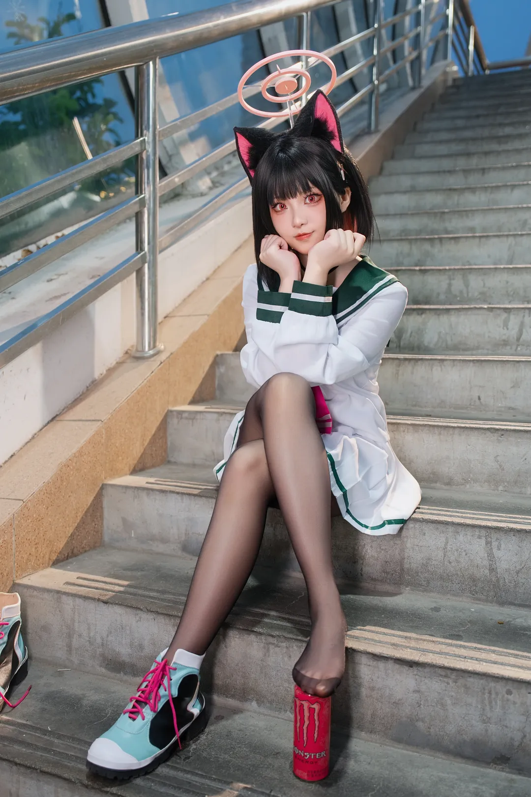 コスプレ, ブルーアーカイブ, アニメ撮影, 杏山カズサ コスプレ, JK制服