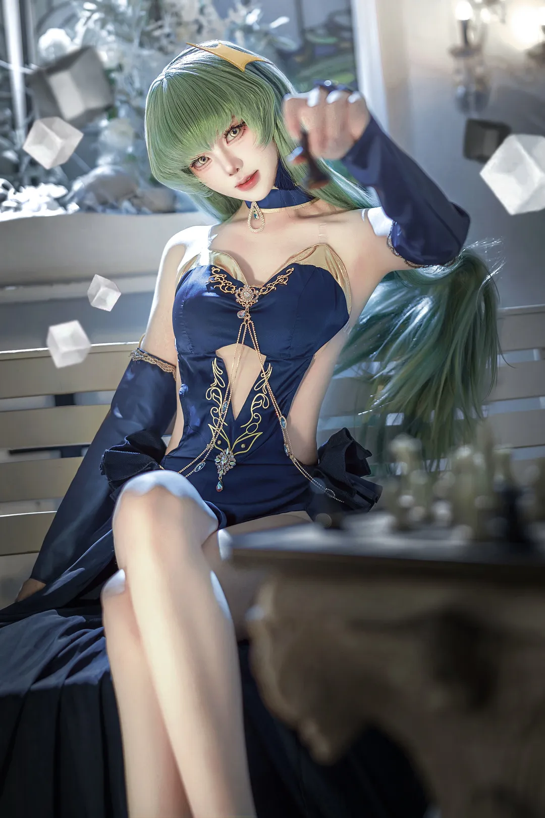 反叛的鲁路修, C.C.cos, 绿发cos, 魔女装扮, 几何冰块特效