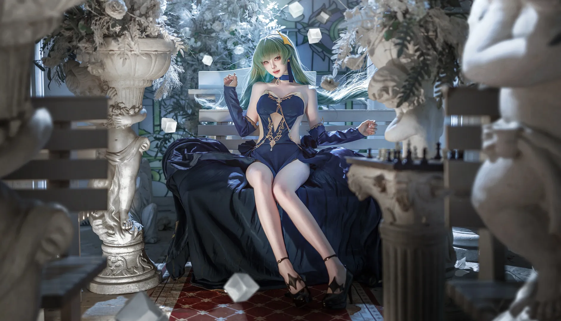 反叛的鲁路修, C.C.cos, 绿发cos, 魔女装扮, 几何冰块特效 - 第2张