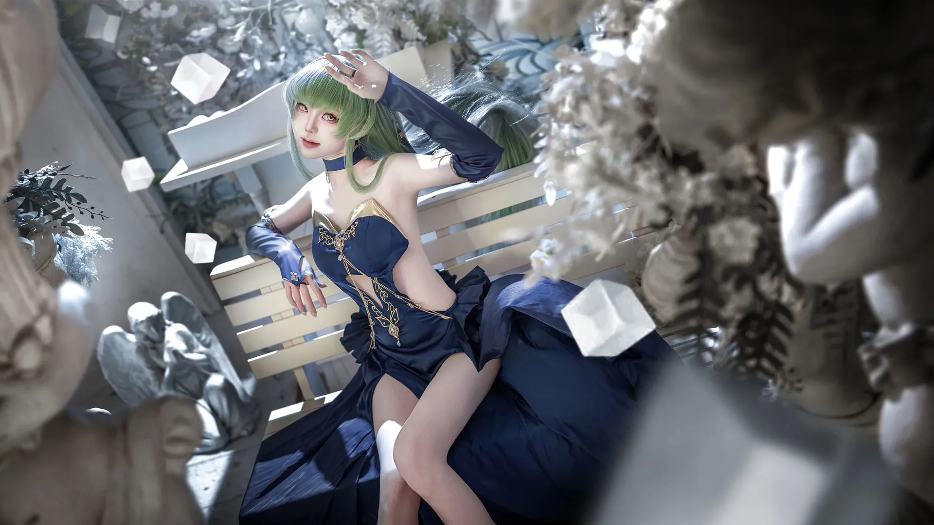反叛的鲁路修, C.C.cos, 绿发cos, 魔女装扮, 几何冰块特效 - 第3张