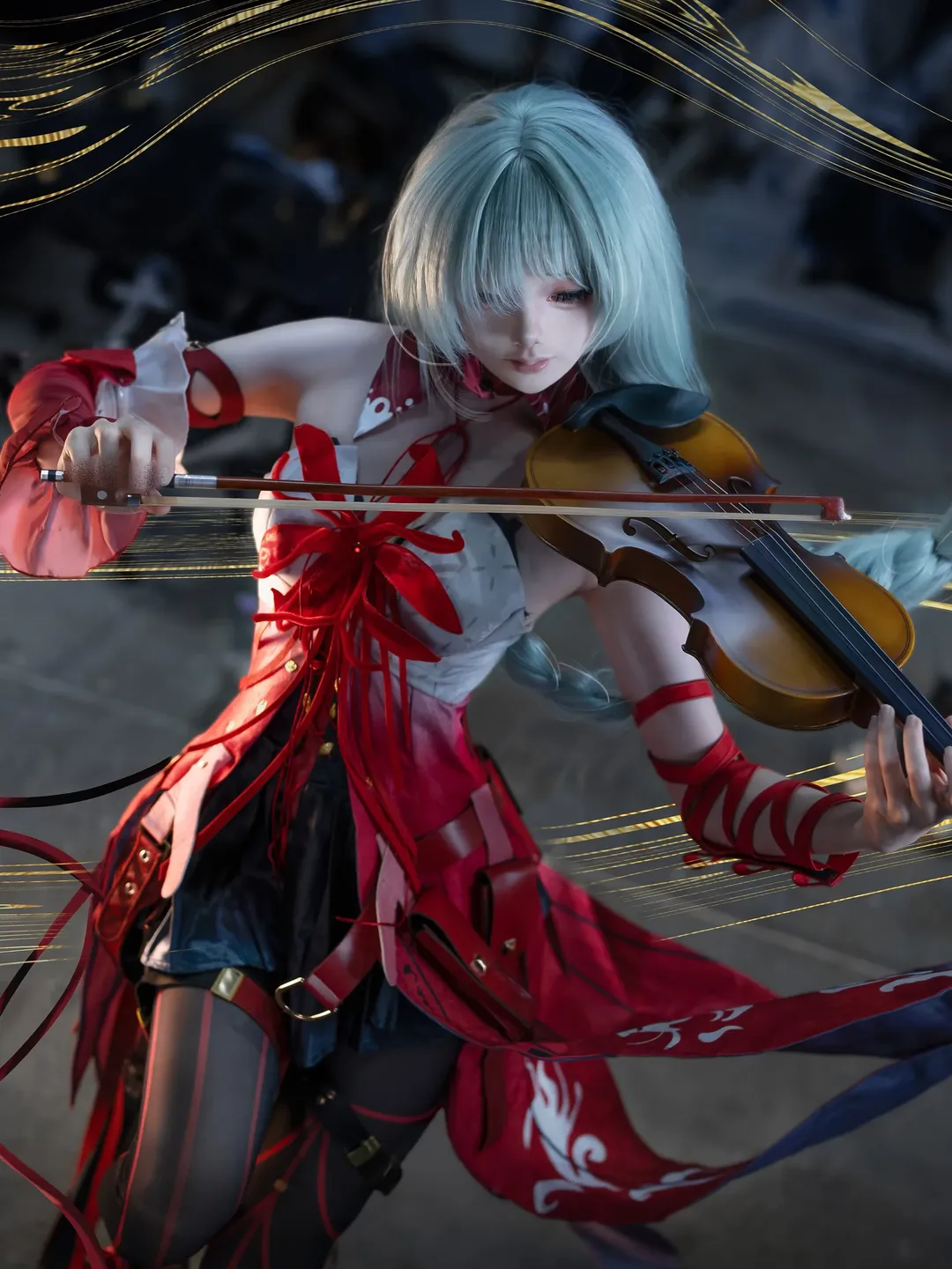 鸣潮, 弗洛洛cos, cosplay摄影, 弗洛洛, 小提琴演奏 - 第1张