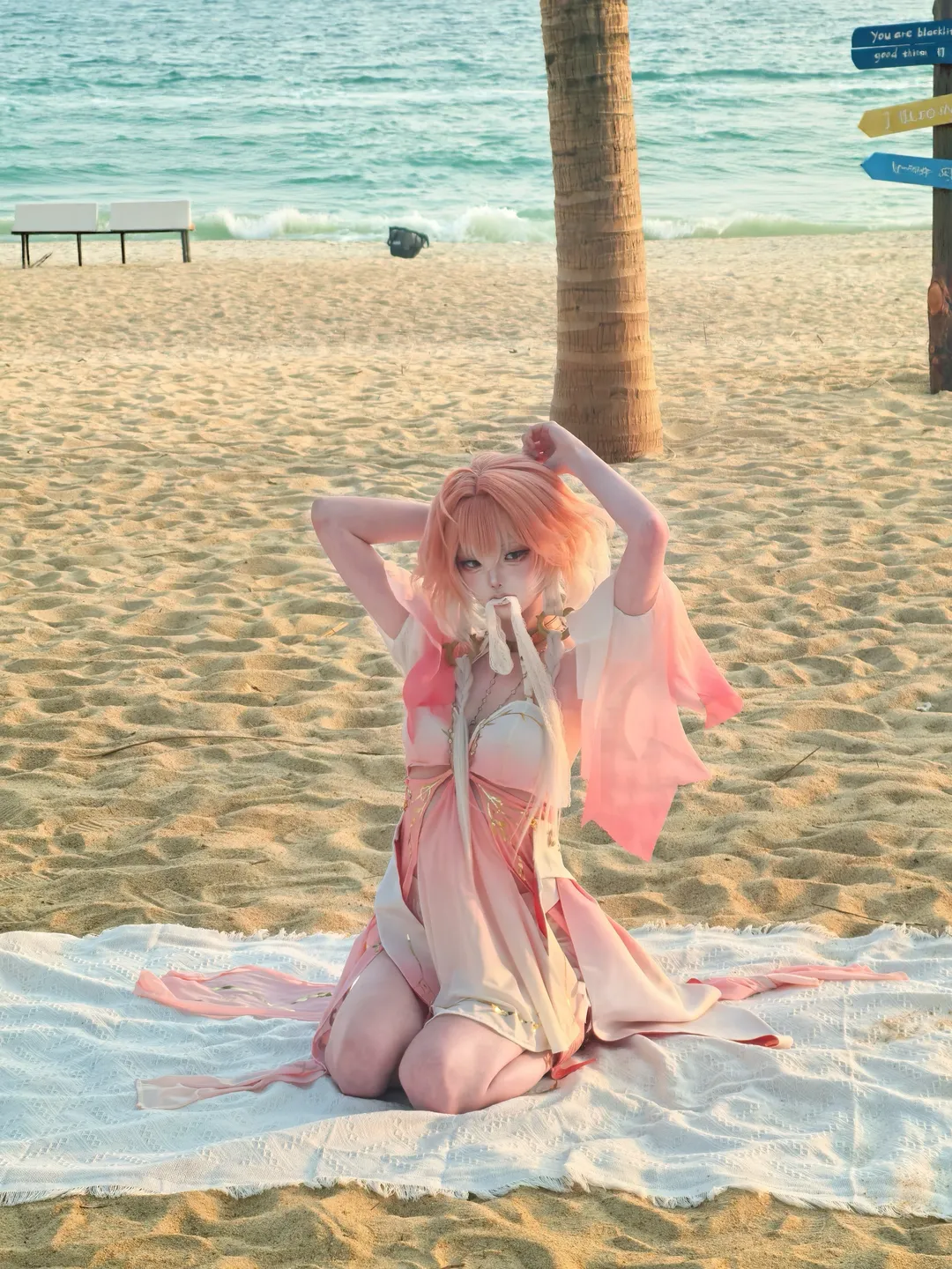 鸣潮, 创作激励, 海滩摄影, 长离cos, 唯美风