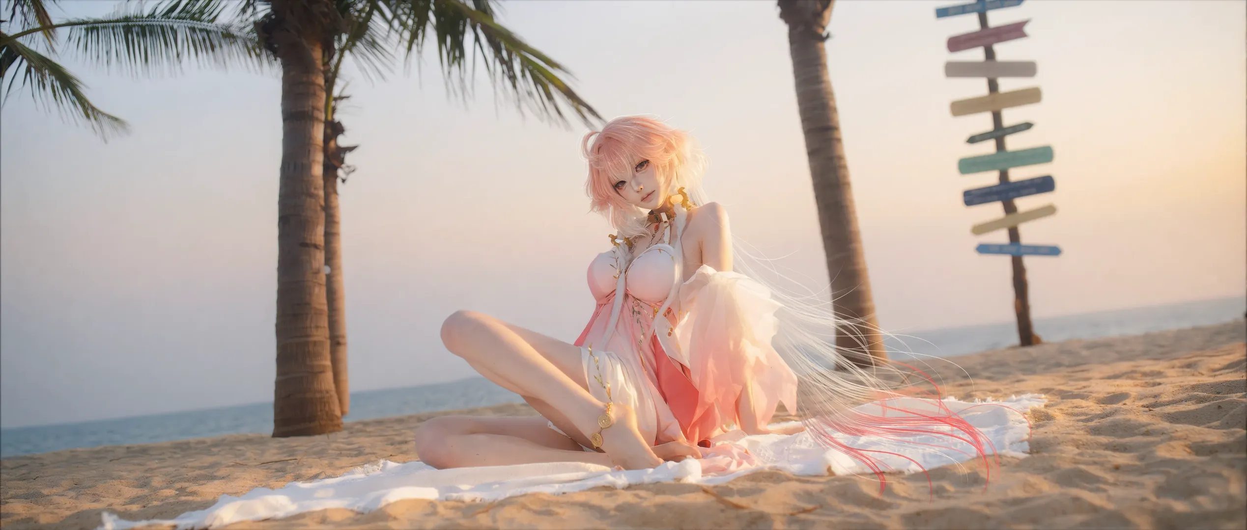 鸣潮, 二次元摄影, 长离cos, 海滩cosplay, 泳装写真 - 第3张