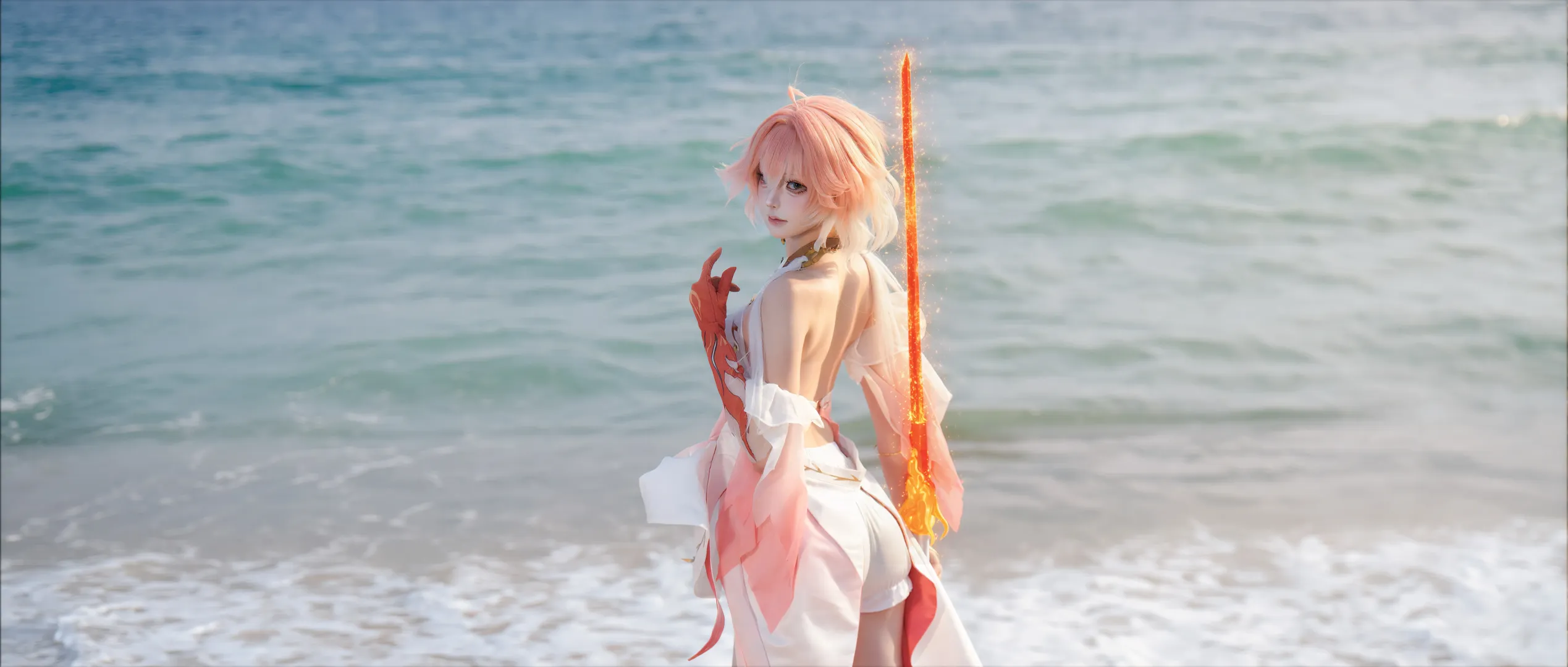 鸣潮, 长离cos, cosplay摄影, 海滩外景, 特效合成 - 第2张