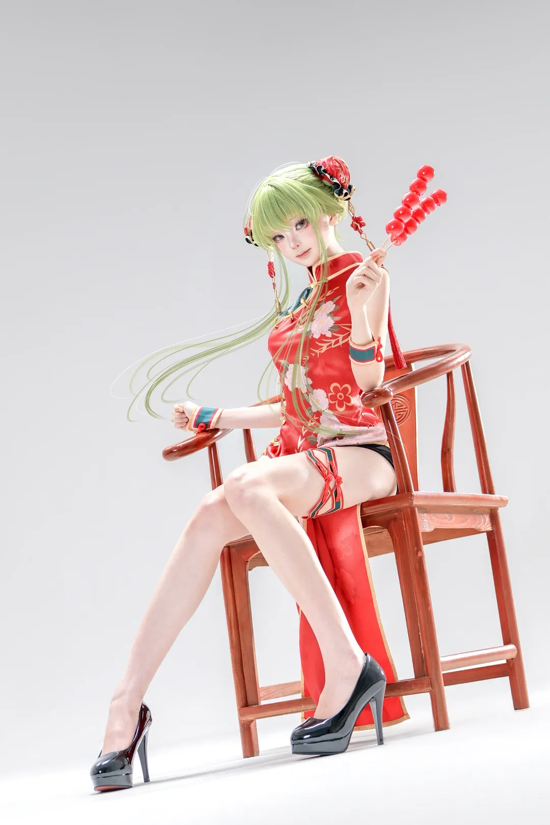 旗袍cos, 反叛的鲁路修, cccos, 绿发cosplay, 糖葫芦道具