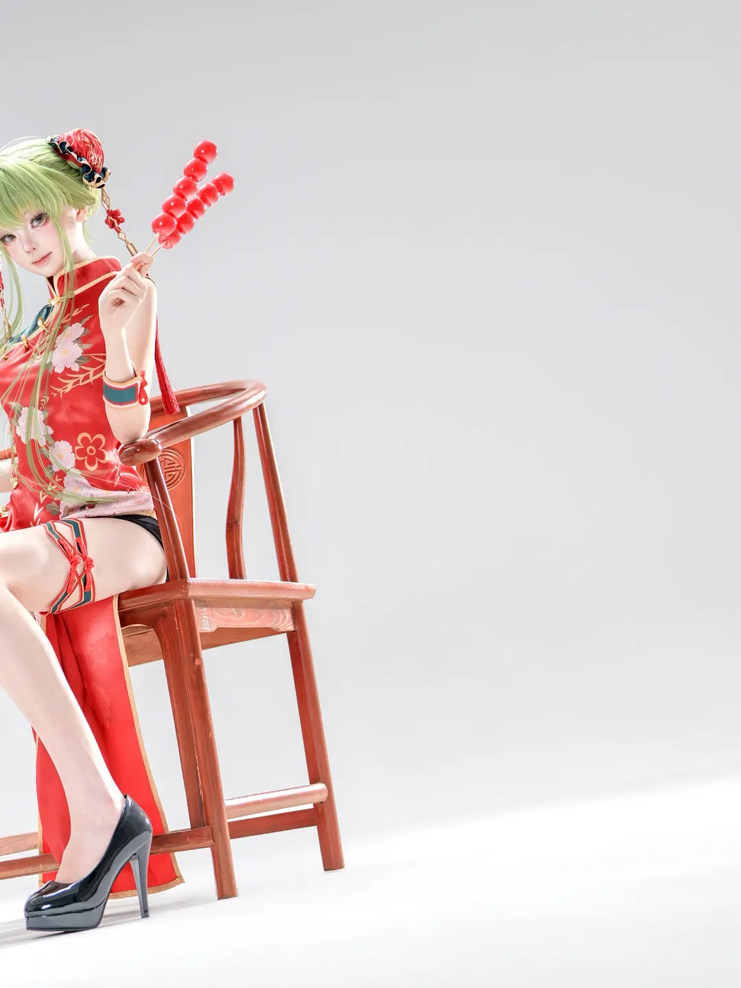 旗袍cos, 反叛的鲁路修, cccos, 绿发cosplay, 糖葫芦道具 - 第3张
