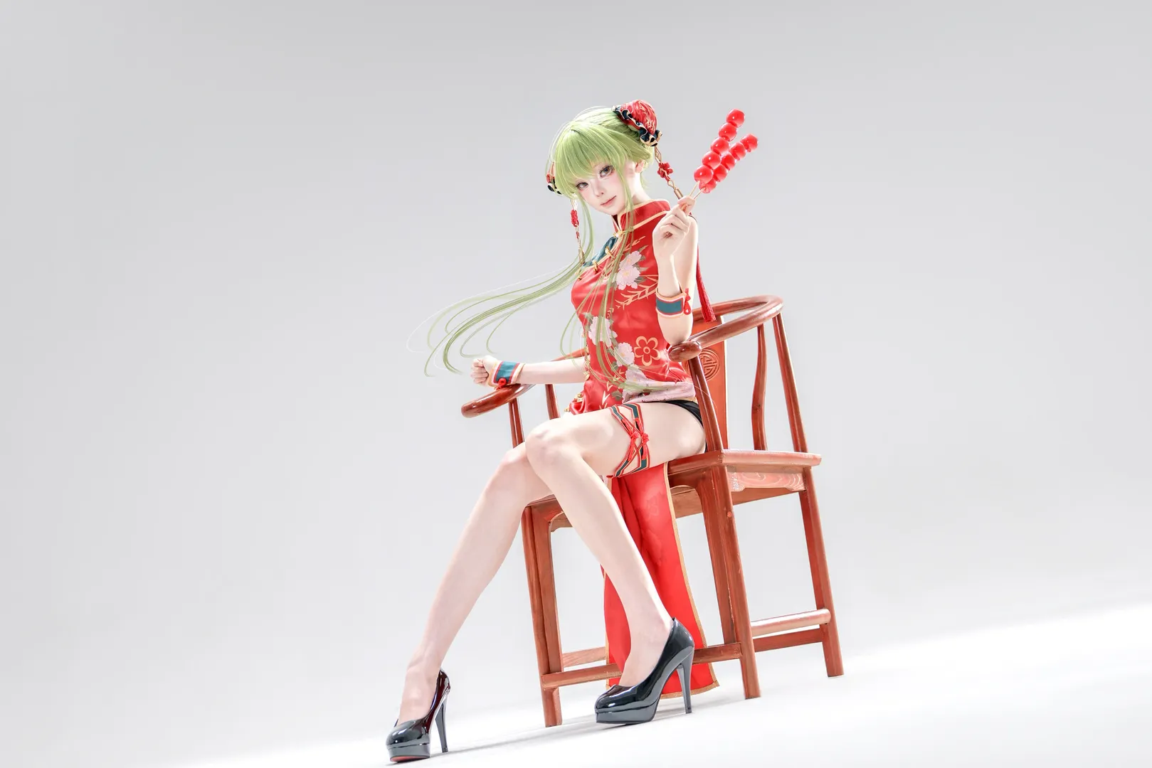 旗袍cos, 反叛的鲁路修, cccos, 绿发cosplay, 糖葫芦道具 - 第4张