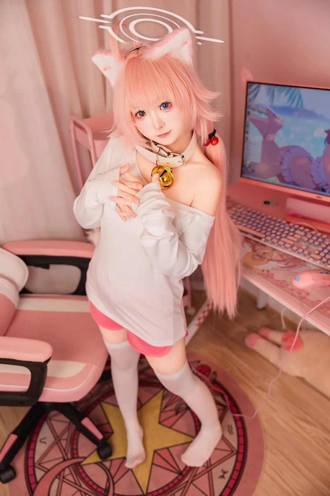 蔚蓝档案, 小鸟游星野cos, cosplay摄影, 居家风cos, 睡衣猫猫