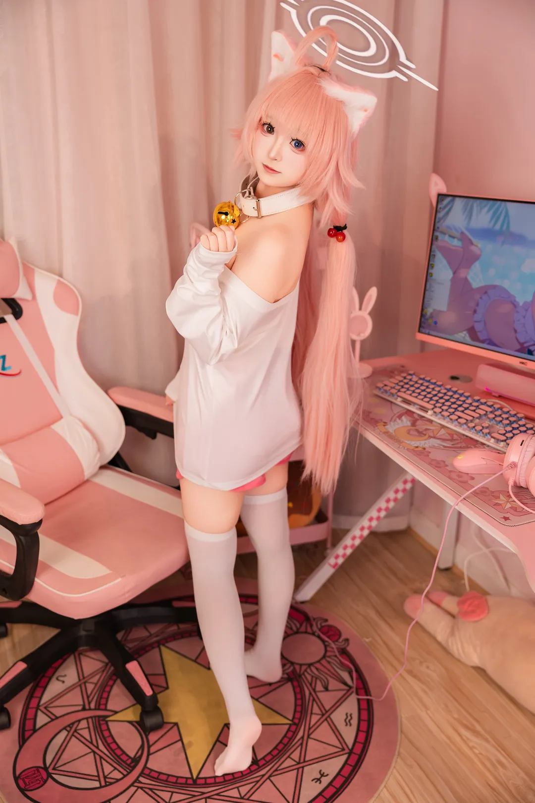 蔚蓝档案, 小鸟游星野cos, cosplay摄影, 居家风cos, 睡衣猫猫 - 第3张