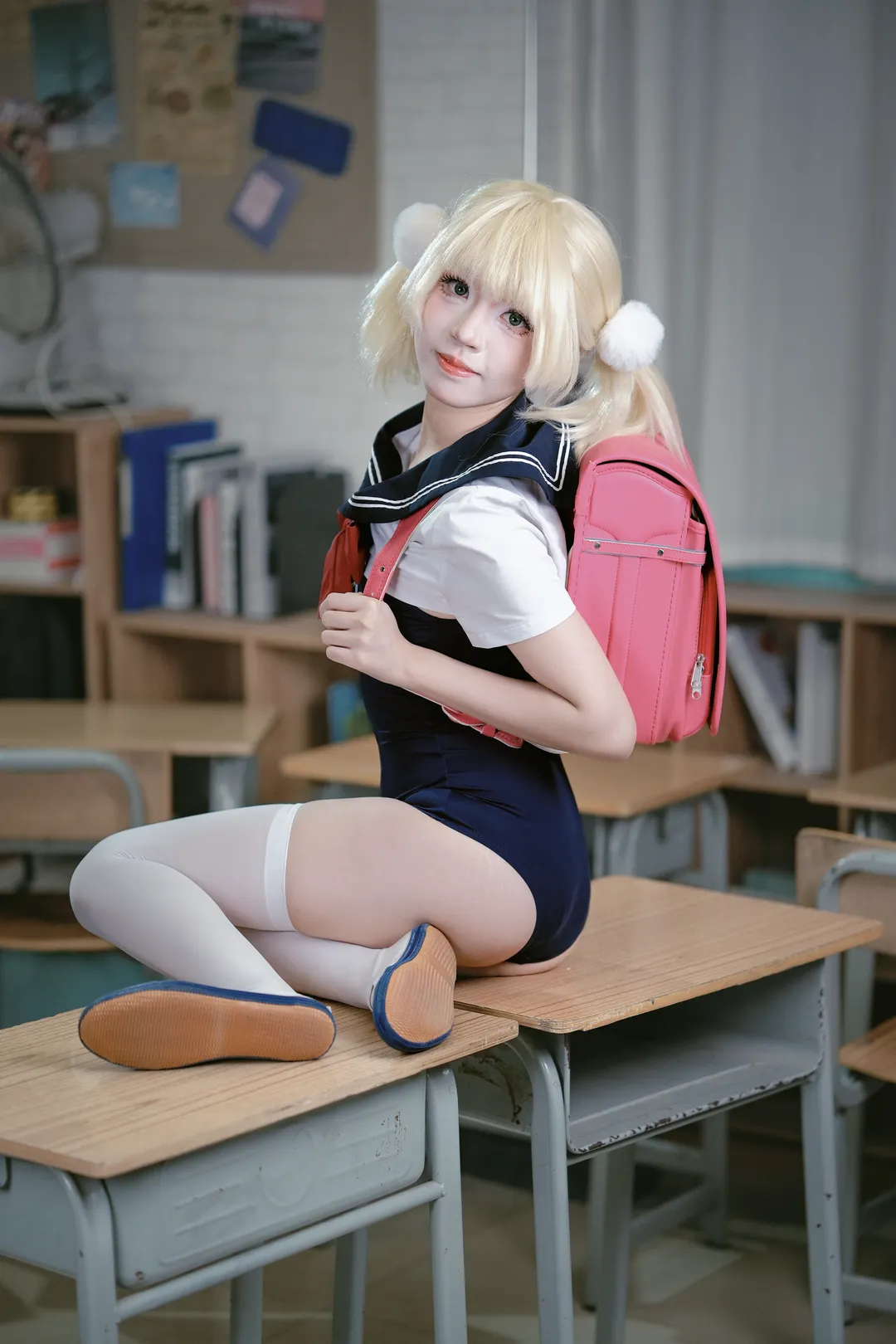 二次元cosplay, 时雨羽衣cos, 死库水, 教室写真, 虚拟主播 - 第1张