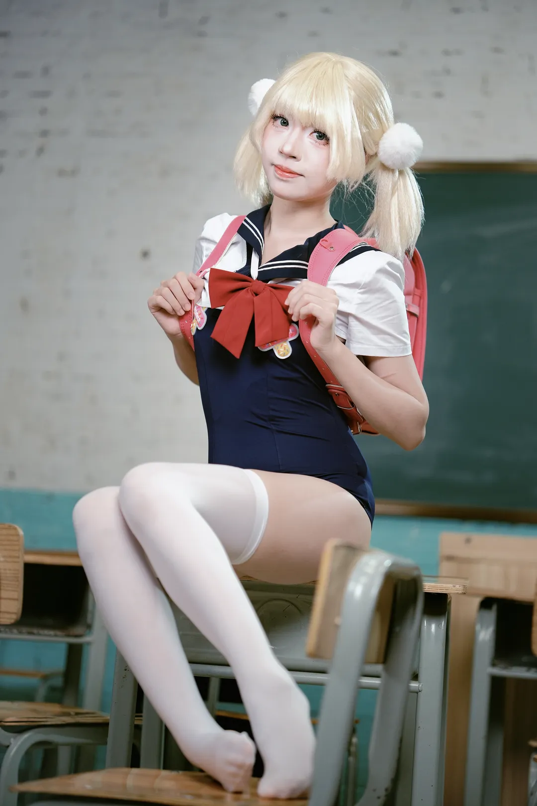 二次元cosplay, 时雨羽衣cos, 死库水, 教室写真, 虚拟主播 - 第2张