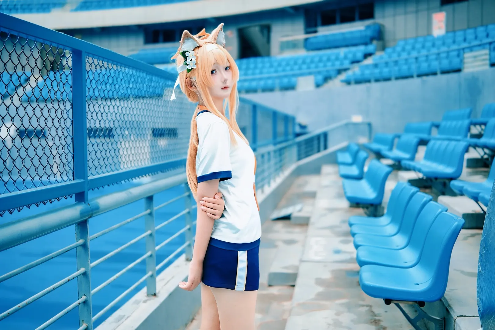 cosplay, 蔚蓝档案, 体操服, 伊落玛丽cos, 运动场外景 - 第4张