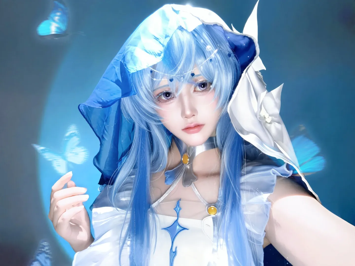 鸣潮, 守岸人cos, 二次元cosplay, 氛围感拍照, 蓝白系穿搭 - 第2张