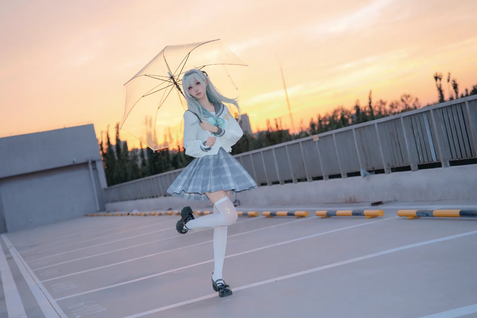 二次元撮影, 崩壊：スターレイル, ホタル コスプレ, ホタル JK, 夕暮れの屋上外景 - 6枚目