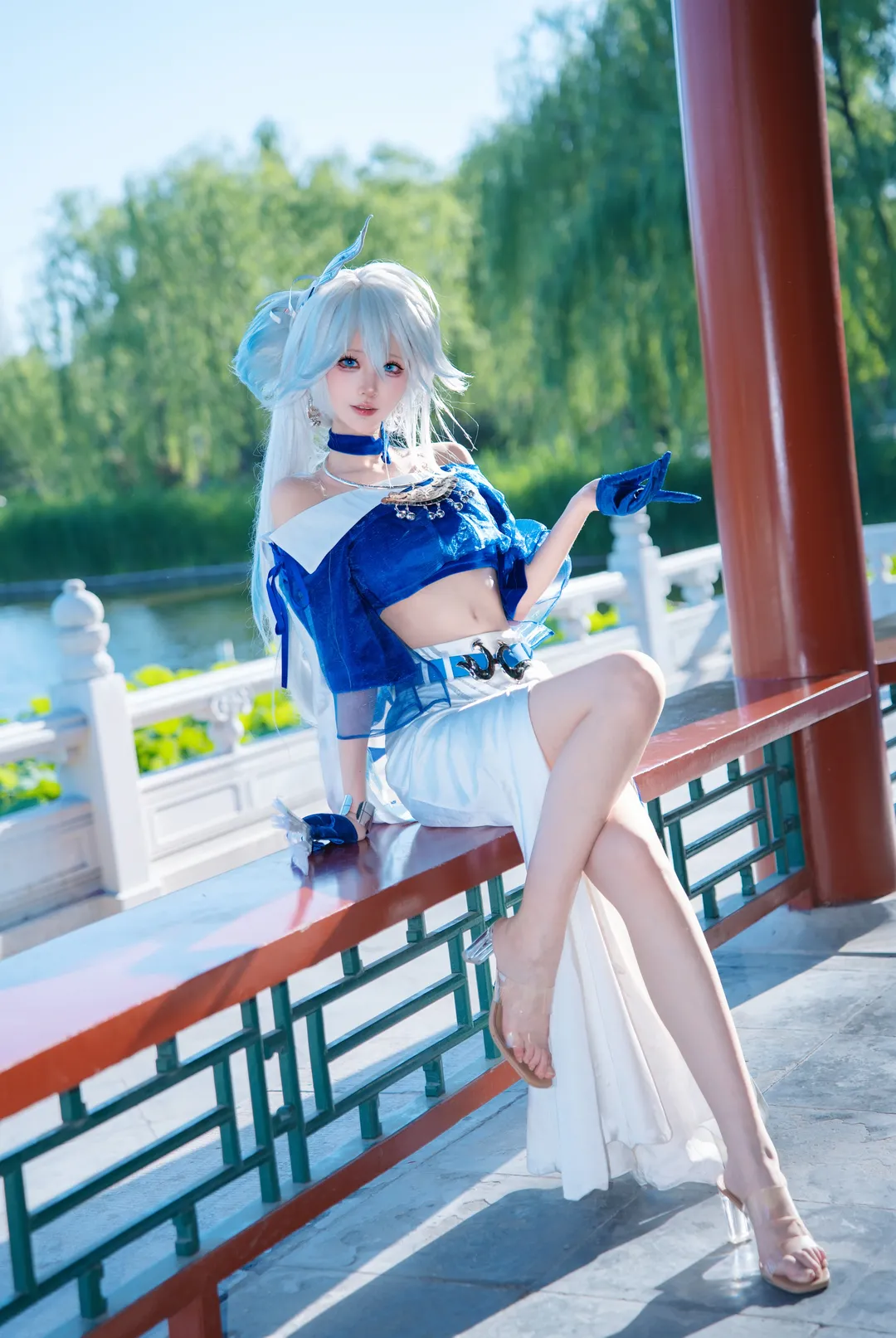 Honkai: Star Rail, Yao Guang cosplay, Chabaidao collaboration, Garden scenery, Atmosphere of the River of Oblivion - Image 2