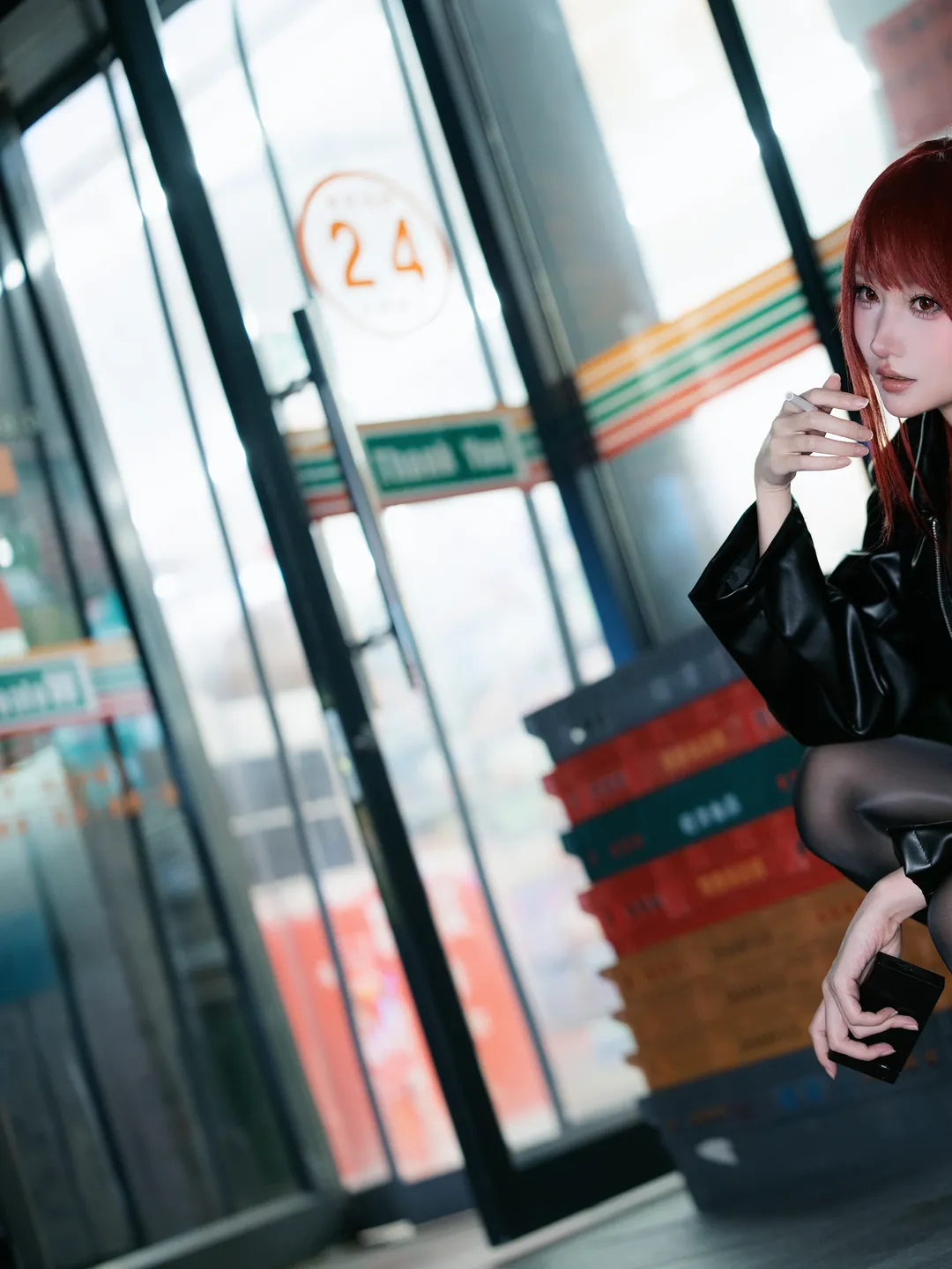 cosplay, 红发造型, 山田小姐cos, 街头风穿搭, 便利店 - 第2张