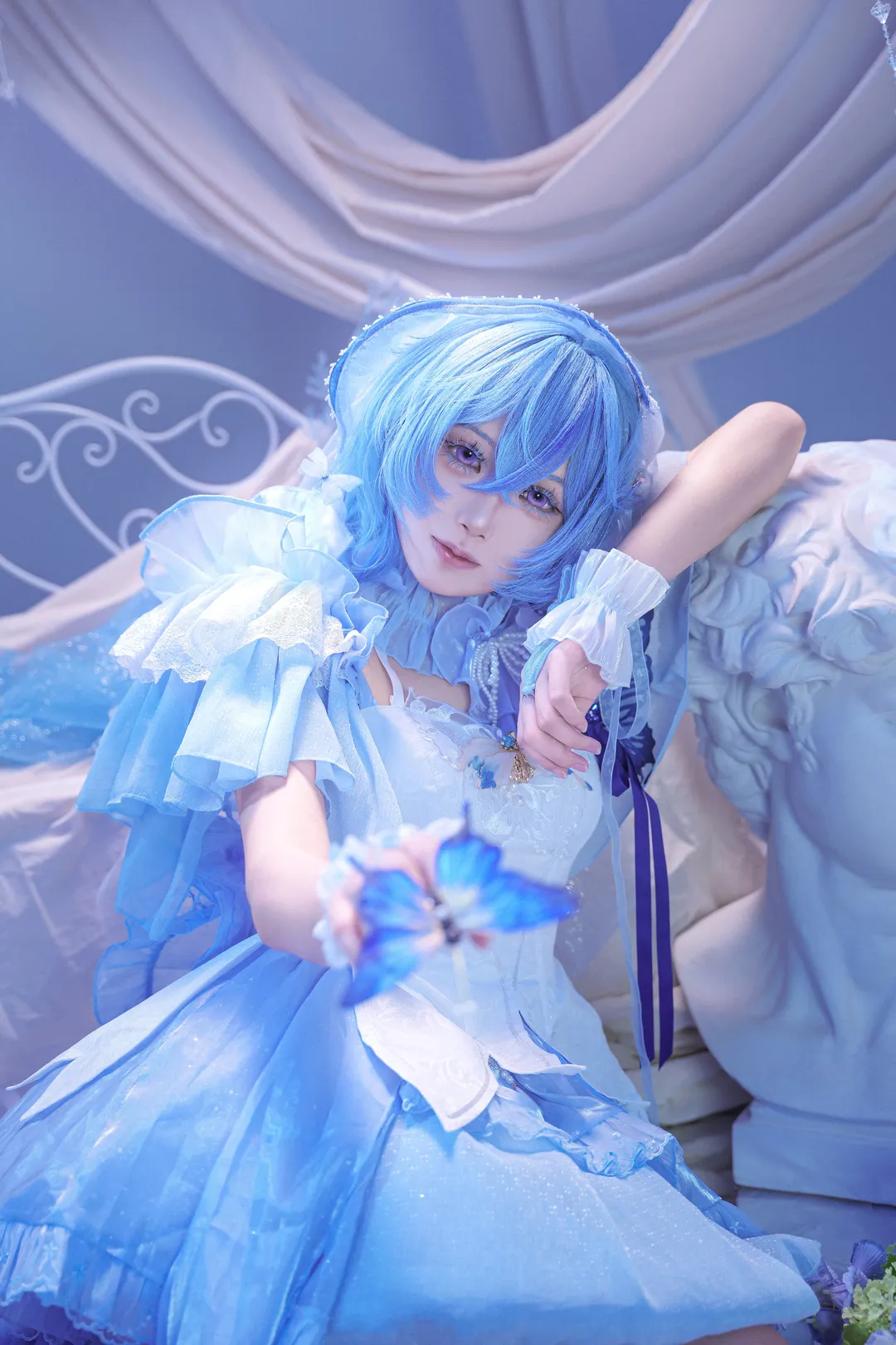 Wuthering Waves, Aesthetic photography, The Shorekeeper cosplay, Fantasy style, Blue theme