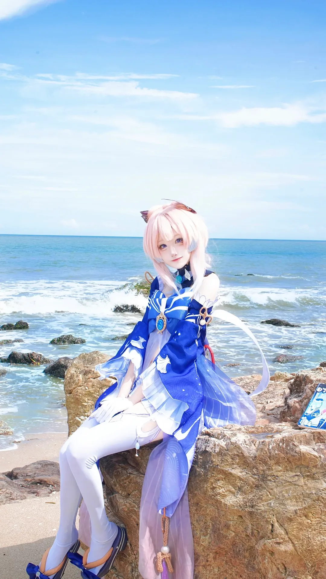 Genshin Impact, Character accuracy, Seaside photography, Sangonomiya Kokomi cosplay, Aesthetic cosplay
