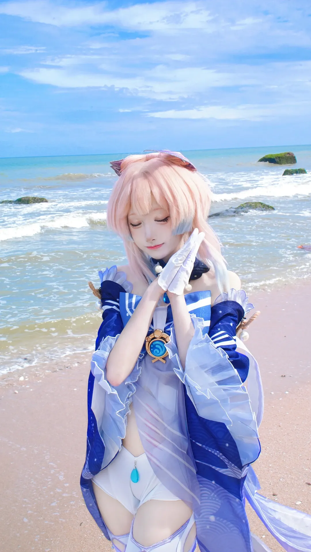 原神, 角色还原, 海边拍摄, 珊瑚宫心海cos, 唯美cos - 第12张