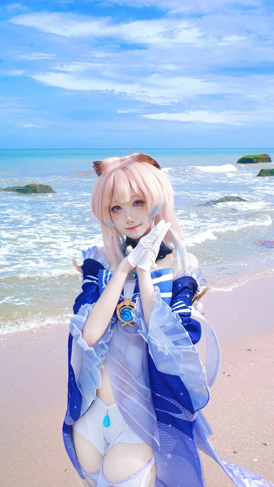 原神, 角色还原, 海边拍摄, 珊瑚宫心海cos, 唯美cos - 第13张