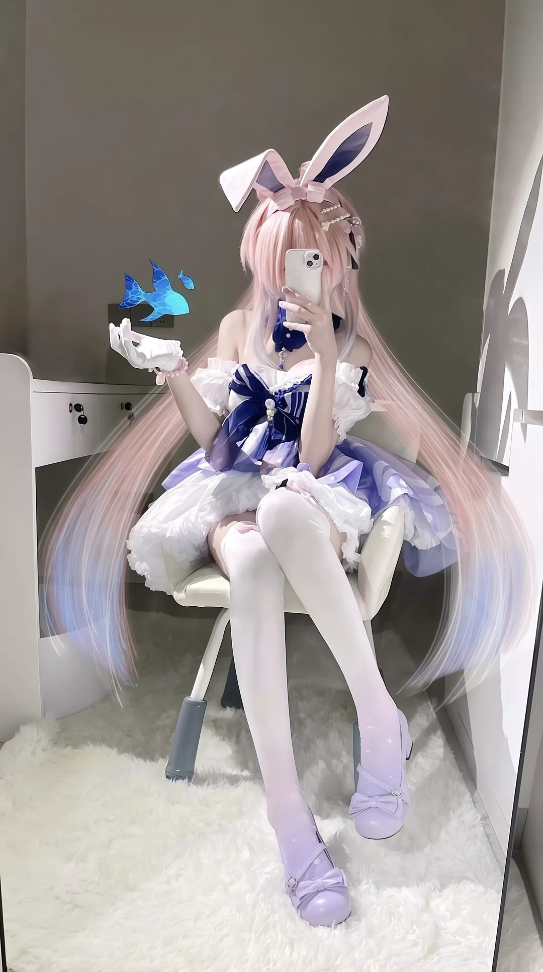 コスプレ, ピンクのロングヘア, ドリーミーパープル, うさ耳スタイル, 雰囲気のある写真 - 2枚目