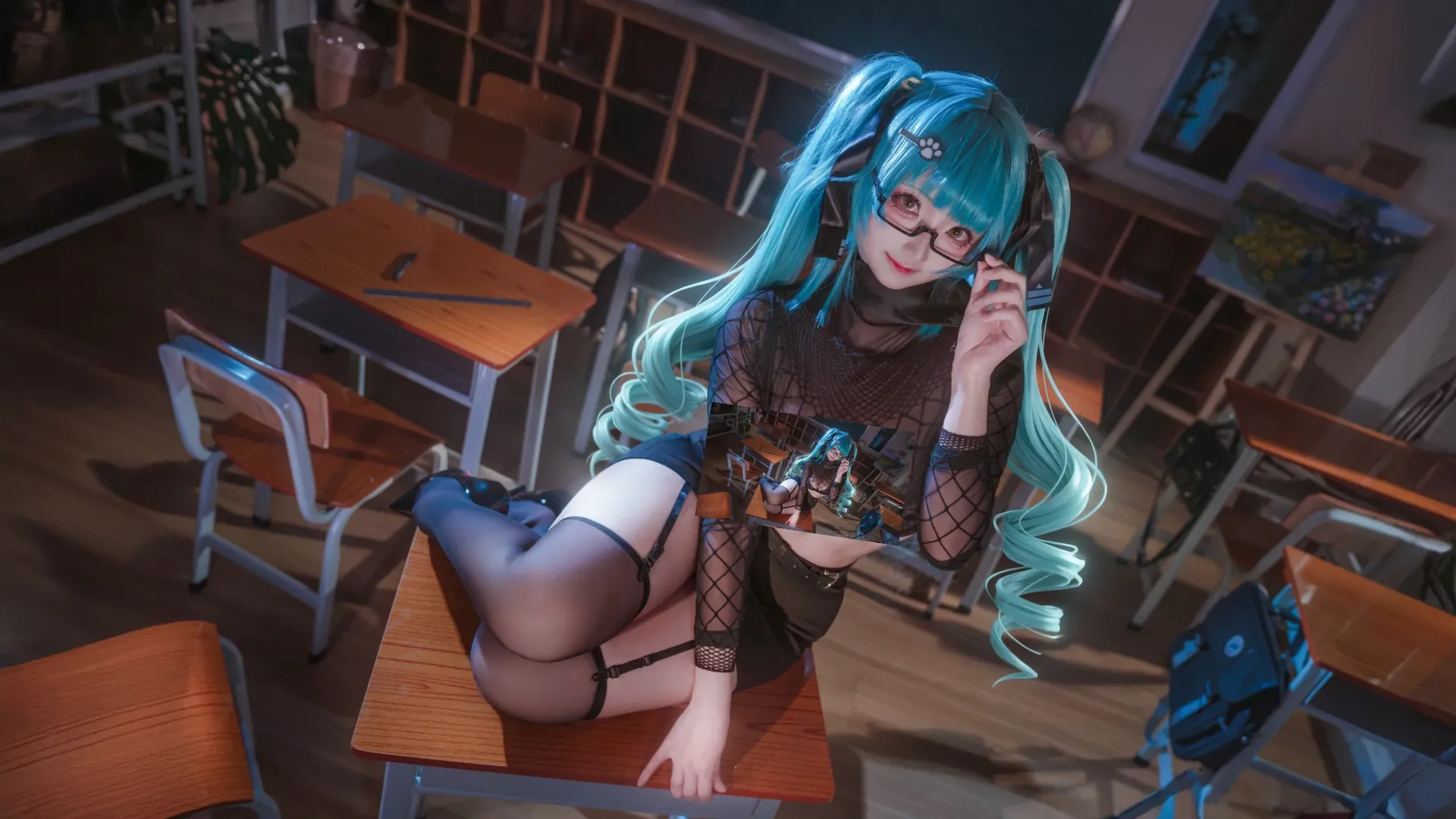 氛围感, cosplay摄影, 教室写真, 普丽瓦蒂cos, nikke